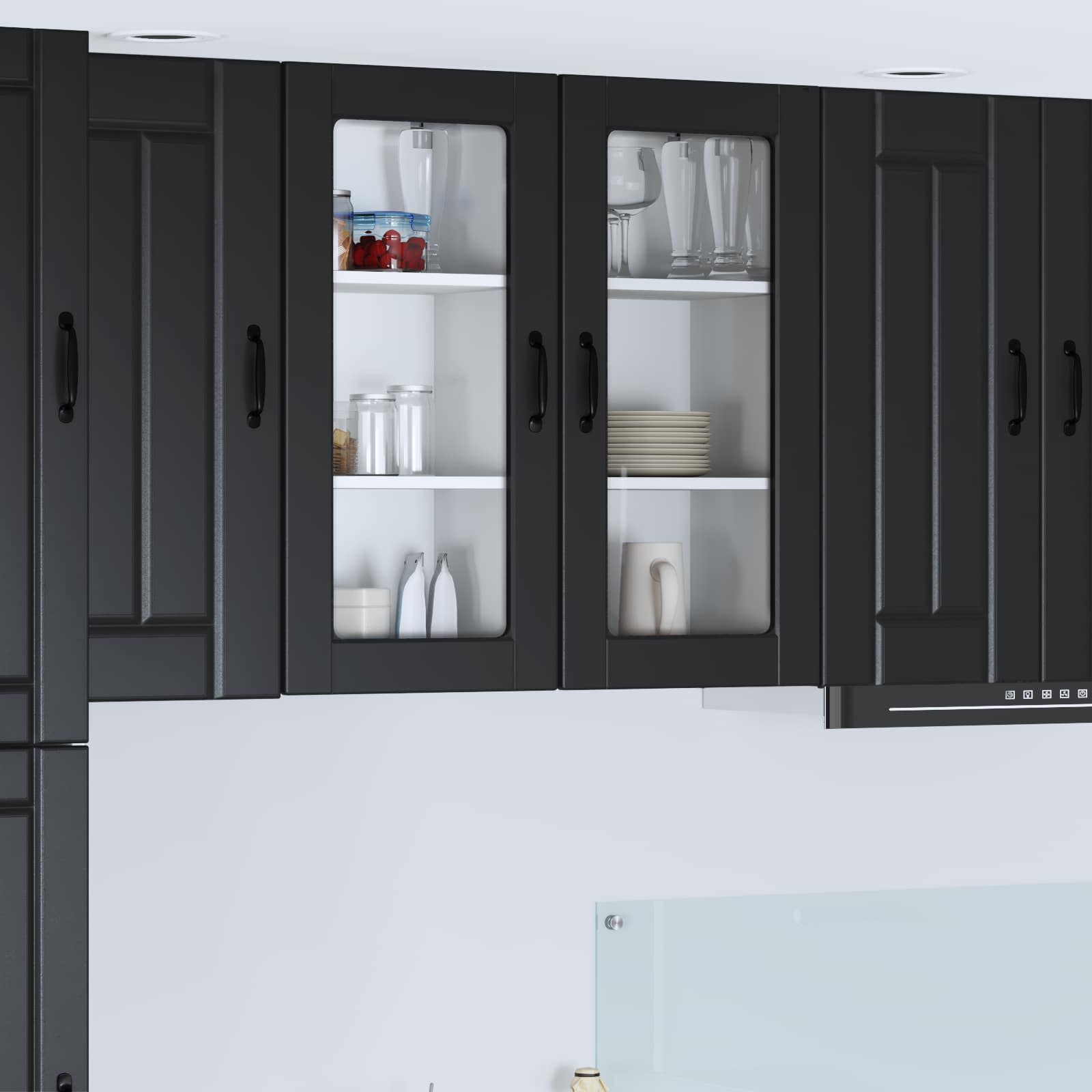 vidaXL Wall Glass Cabinet LUCCA Black 40 x 31 x 80 cm Engineered Wood 1