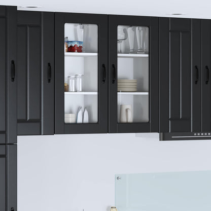 vidaXL Wall Glass Cabinet LUCCA Black 40 x 31 x 80 cm Engineered Wood 1