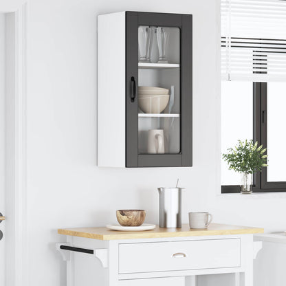 vidaXL Wall Glass Cabinet LUCCA Black 40 x 31 x 80 cm Engineered Wood 4