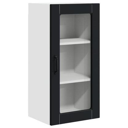 vidaXL Wall Glass Cabinet LUCCA Black 40 x 31 x 80 cm Engineered Wood 2