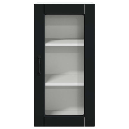 vidaXL Wall Glass Cabinet LUCCA Black 40 x 31 x 80 cm Engineered Wood 6