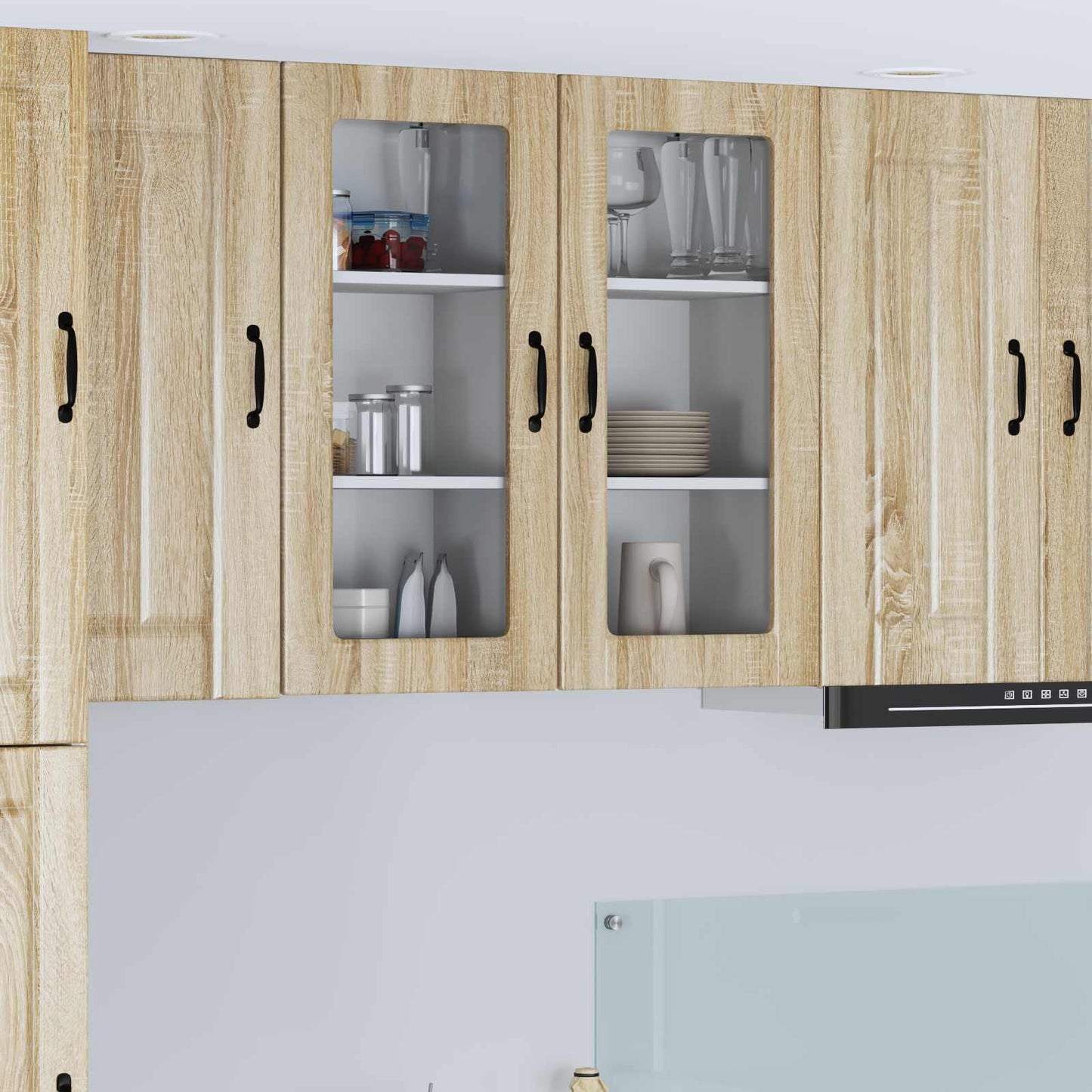 vidaXL Wall Glass Cabinet LUCCA Sonoma Oak 40 x 31 x 80 cm 1