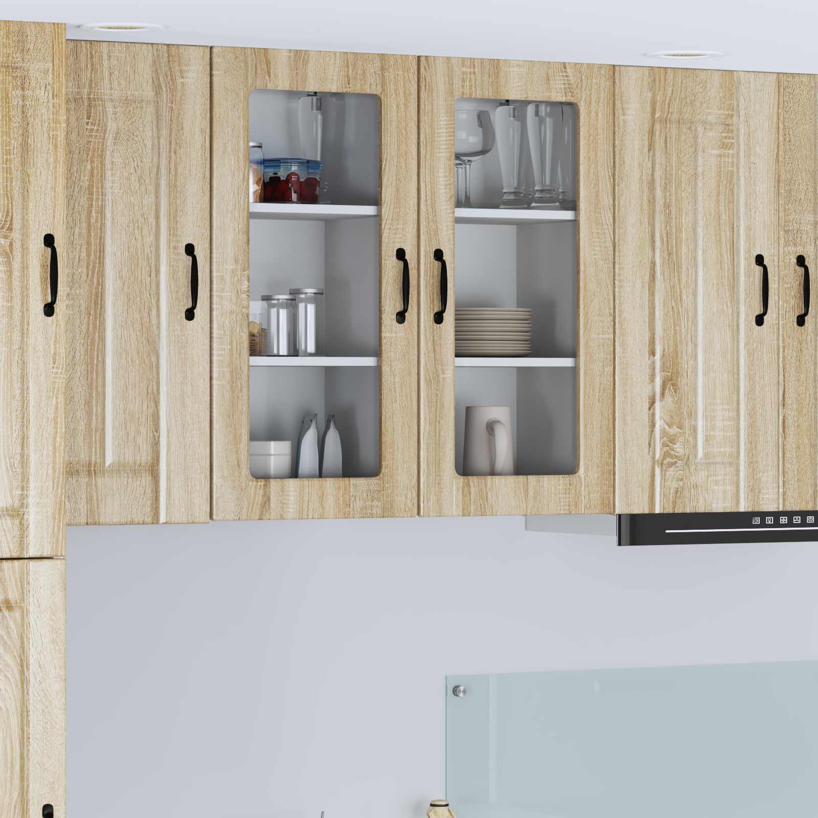 vidaXL Wall Glass Cabinet LUCCA Sonoma Oak 40 x 31 x 80 cm 1