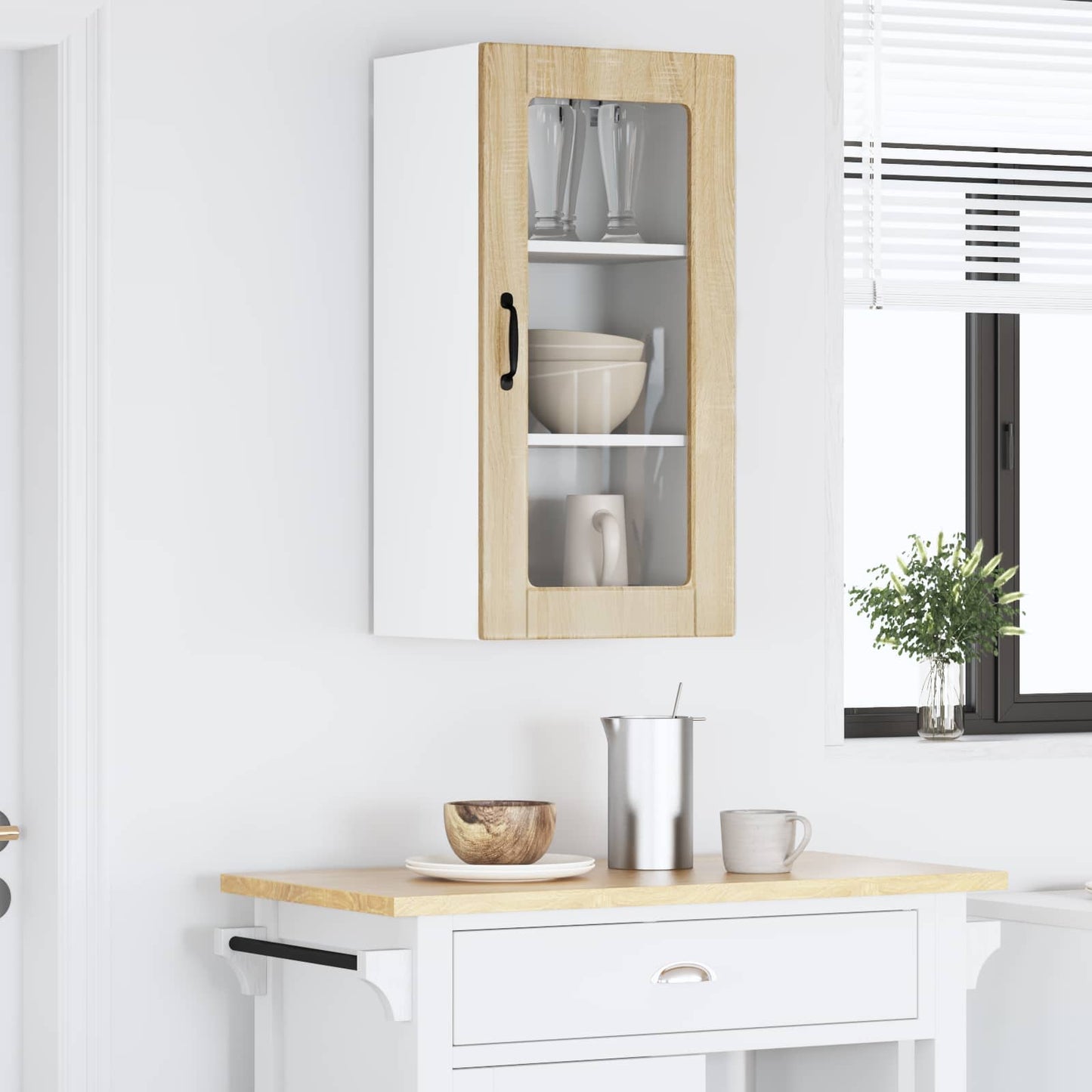 vidaXL Wall Glass Cabinet LUCCA Sonoma Oak 40 x 31 x 80 cm 4