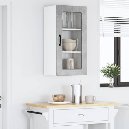 vidaXL Wall Glass Cabinet LUCCA Concrete Grey 40 x 31 x 80 cm 1