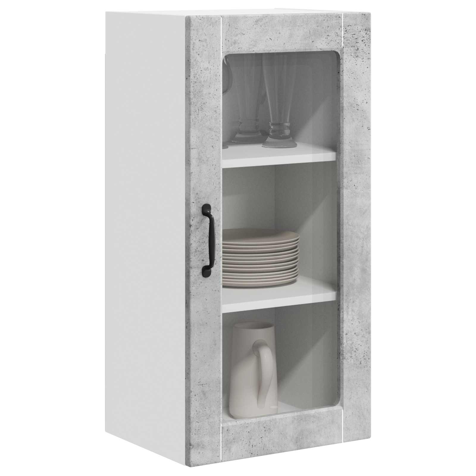 vidaXL Wall Glass Cabinet LUCCA Concrete Grey 40 x 31 x 80 cm 3