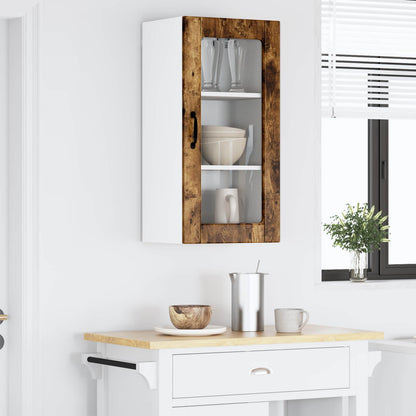 vidaXL Wall Glass Cabinet LUCCA Smoked Oak 40 x 31 x 80 cm 1