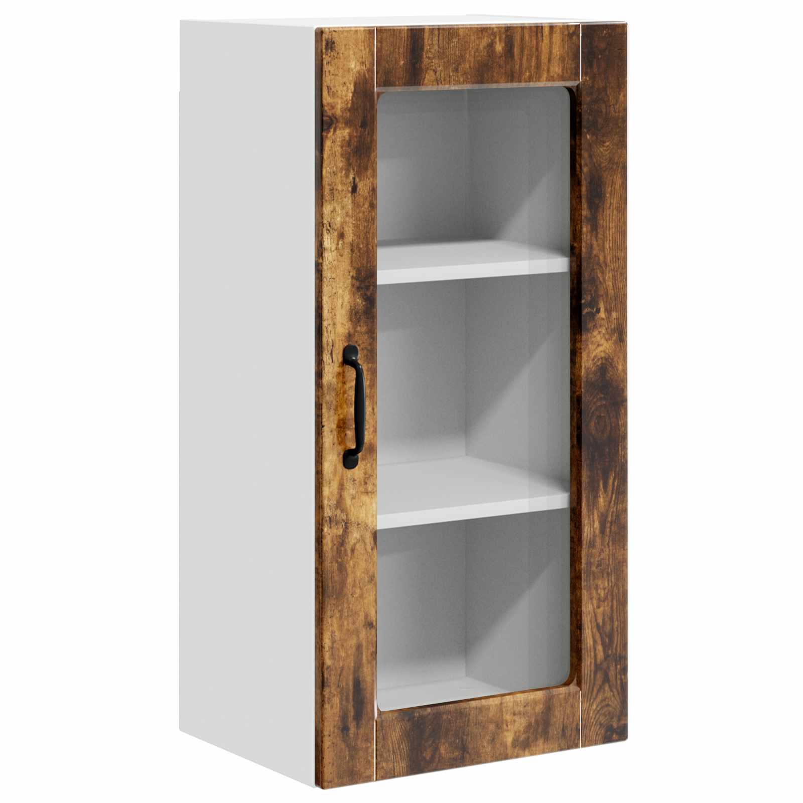 vidaXL Wall Glass Cabinet LUCCA Smoked Oak 40 x 31 x 80 cm 2