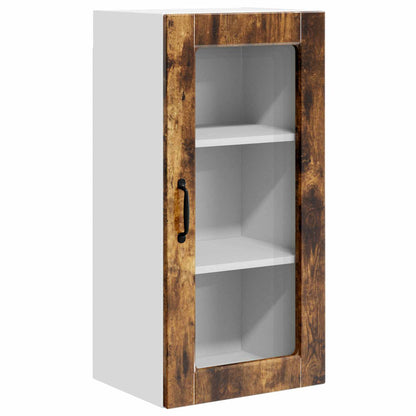 vidaXL Wall Glass Cabinet LUCCA Smoked Oak 40 x 31 x 80 cm 2