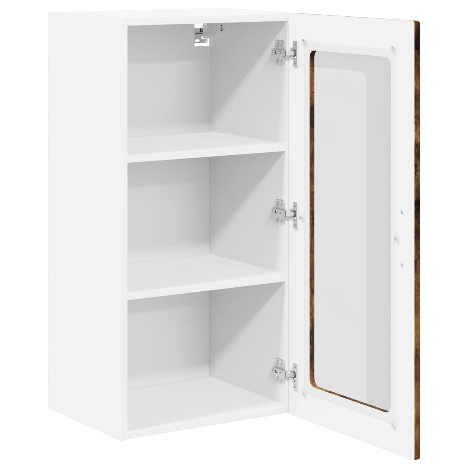 vidaXL Wall Glass Cabinet LUCCA Smoked Oak 40 x 31 x 80 cm 4