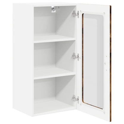 vidaXL Wall Glass Cabinet LUCCA Smoked Oak 40 x 31 x 80 cm 4