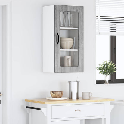 vidaXL Wall Glass Cabinet LUCCA Grey Sonoma 40 x 31 x 80 cm 1