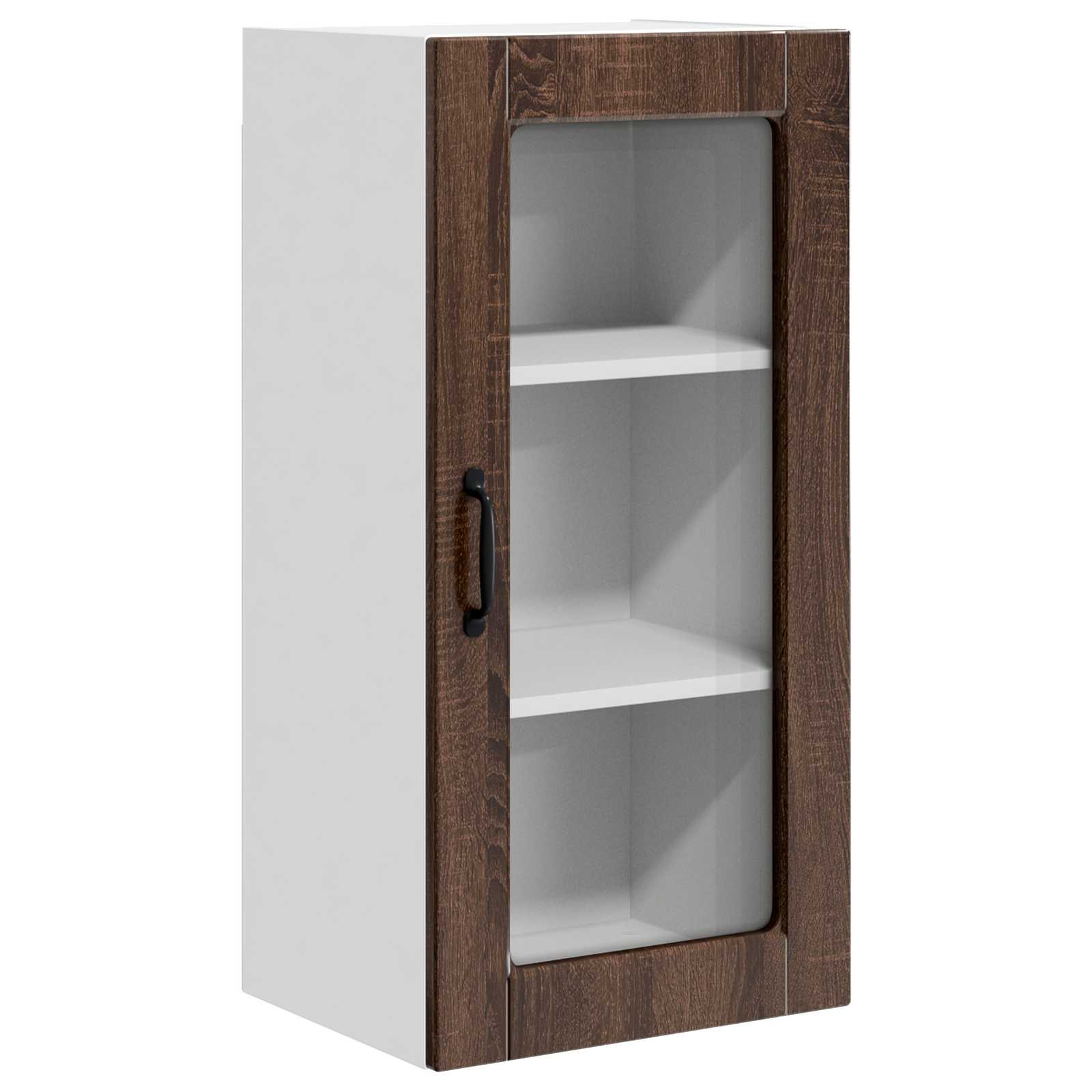 vidaXL Wall Glass Cabinet LUCCA Brown Oak 40 x 31 x 80 cm 2