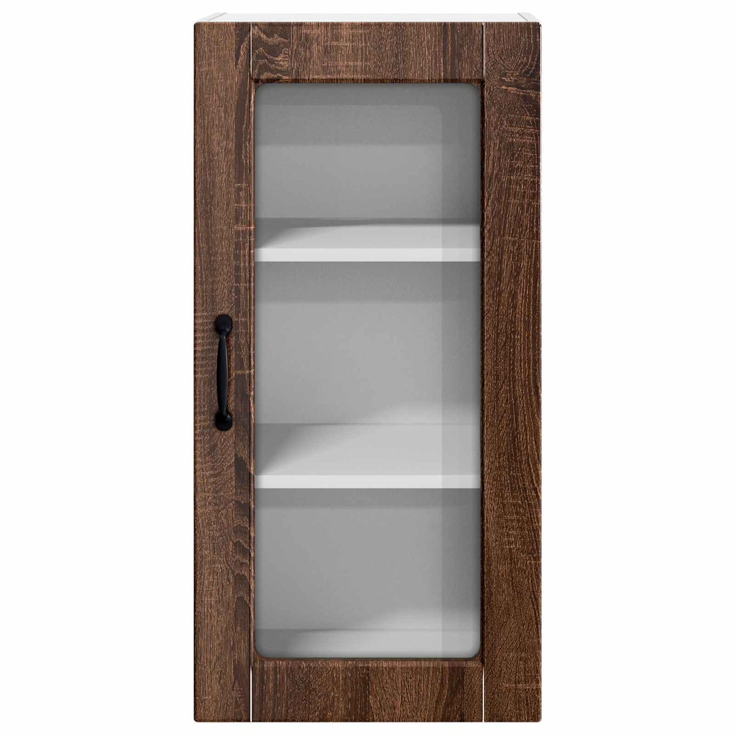 vidaXL Wall Glass Cabinet LUCCA Brown Oak 40 x 31 x 80 cm 5
