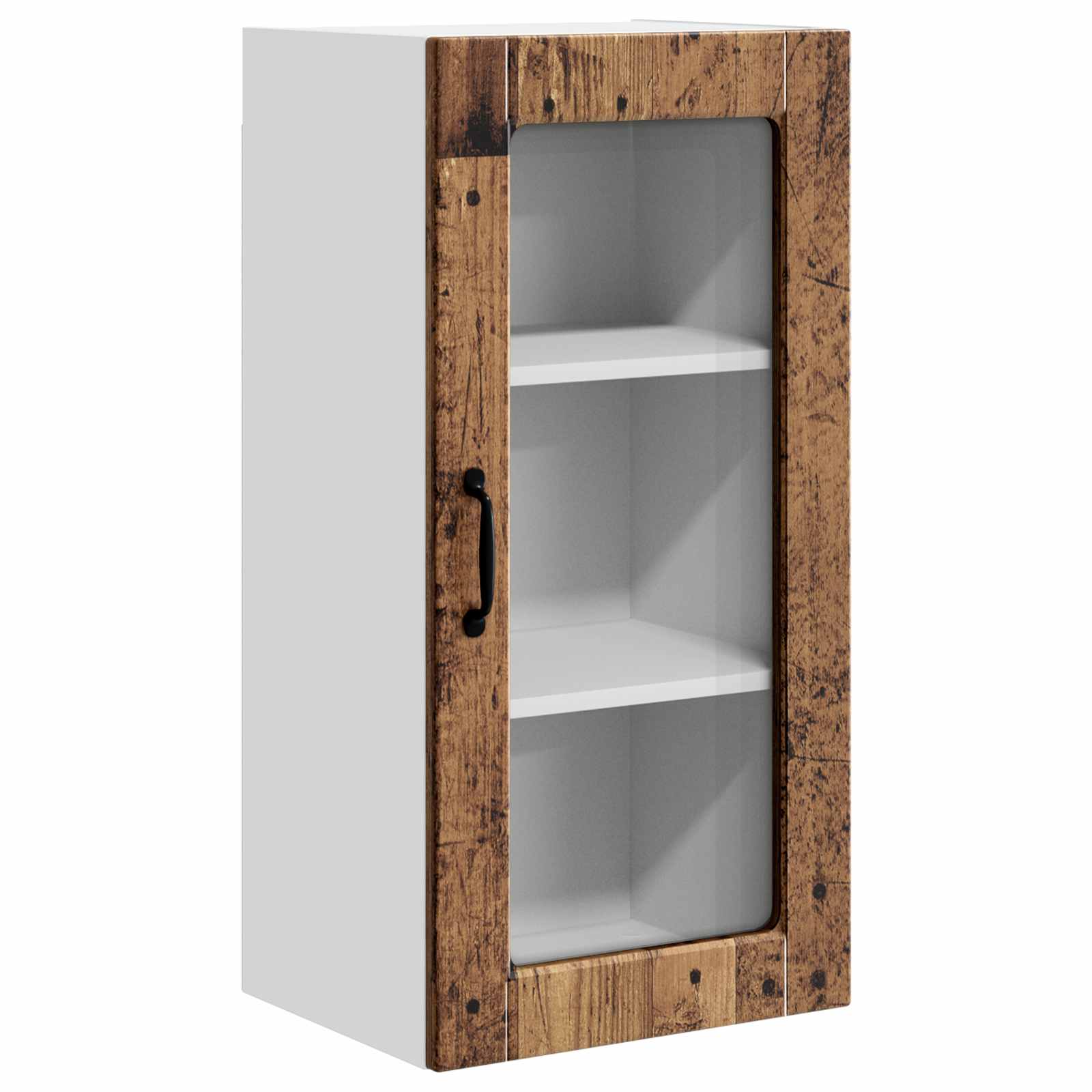 vidaXL Wall Glass Cabinet LUCCA Old Wood 40 x 31 x 80 cm 2