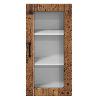 vidaXL Wall Glass Cabinet LUCCA Old Wood 40 x 31 x 80 cm 5