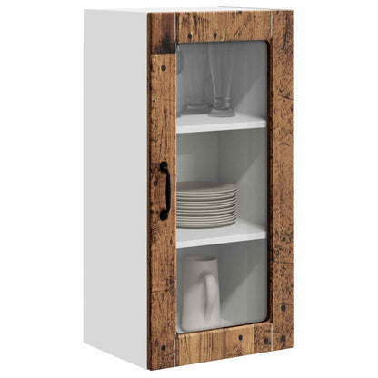 vidaXL Wall Glass Cabinet LUCCA Old Wood 40 x 31 x 80 cm 3