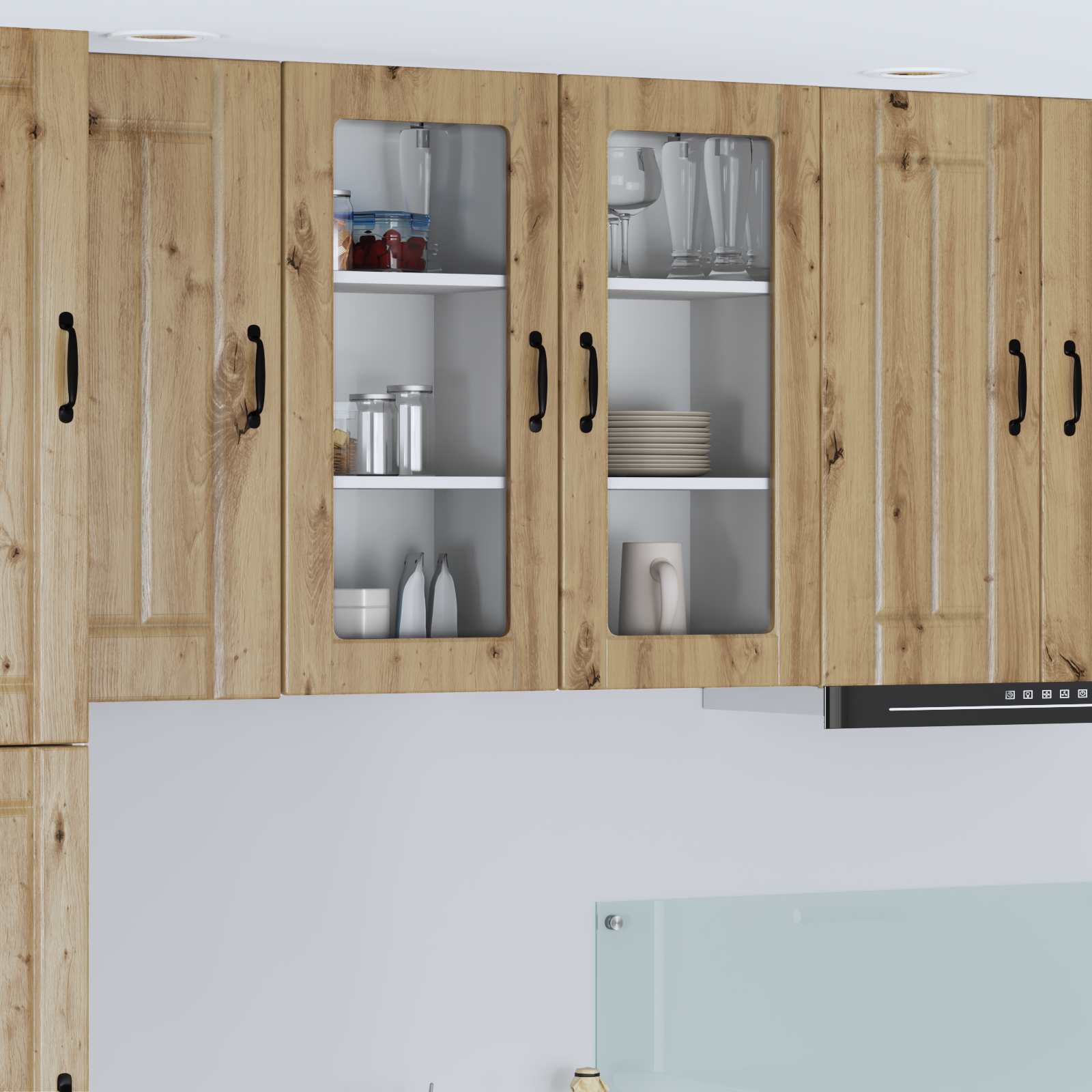 vidaXL Wall Glass Cabinet LUCCA Artisan Oak 40 x 31 x 80 cm 1