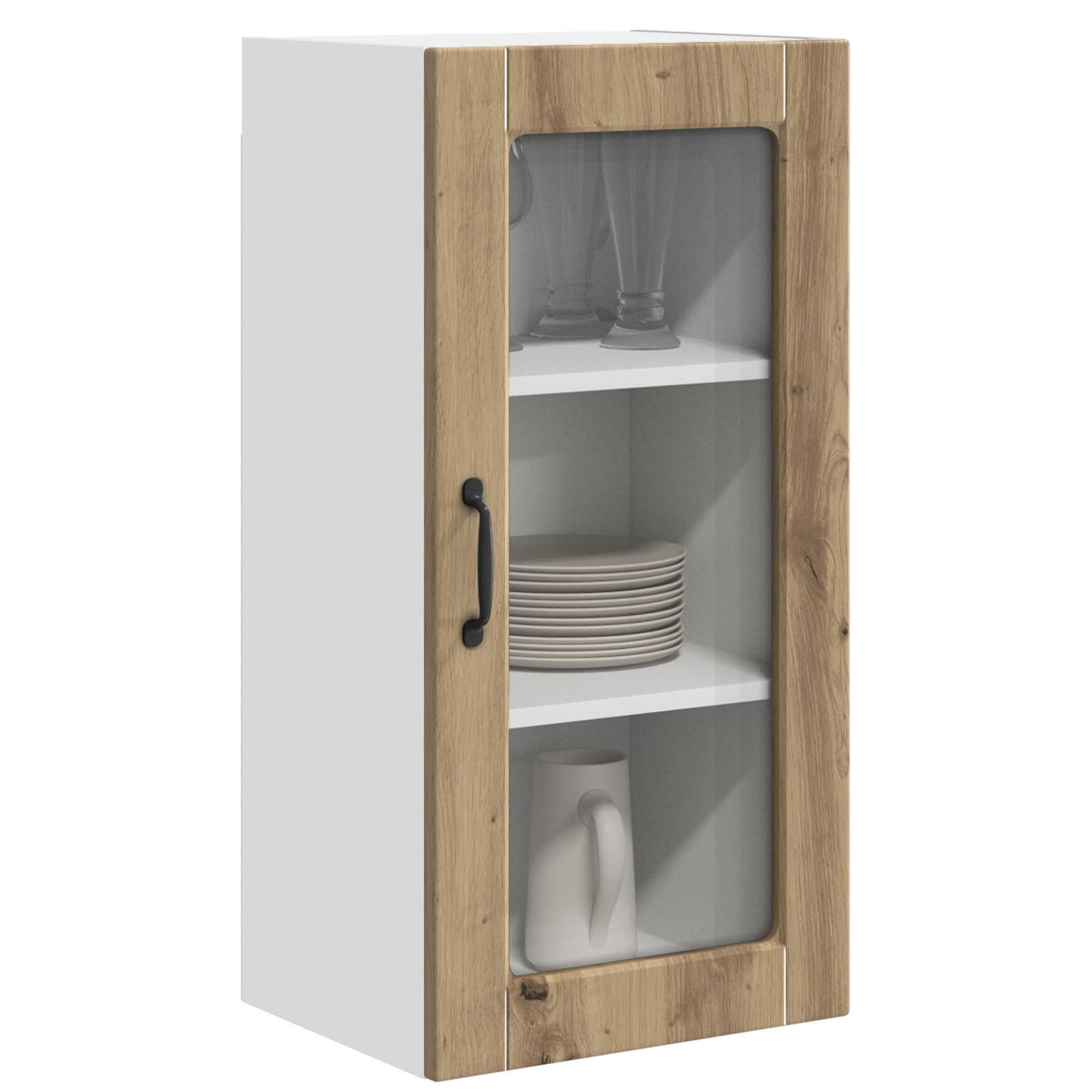 vidaXL Wall Glass Cabinet LUCCA Artisan Oak 40 x 31 x 80 cm 3