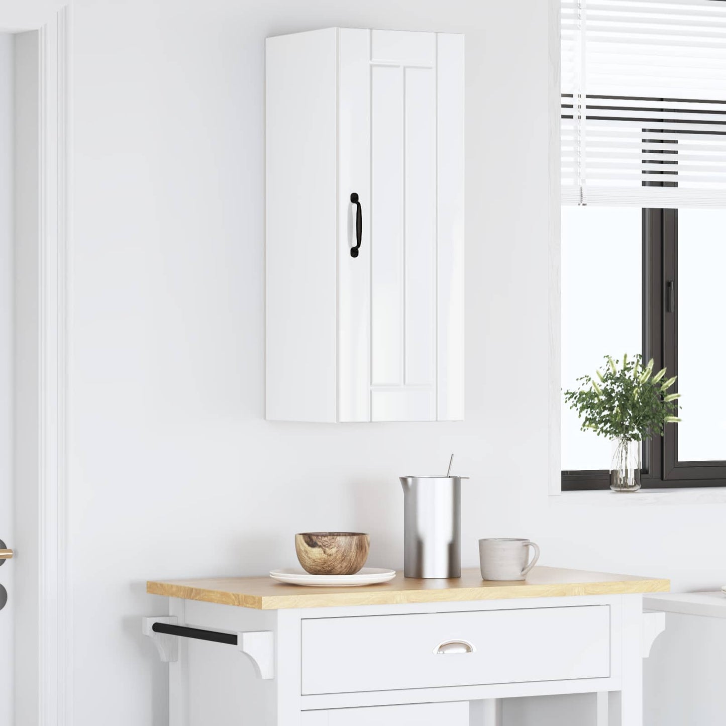 vidaXL Wall Cabinet LUCCA High Gloss White 30 x 31 x 80 cm 4