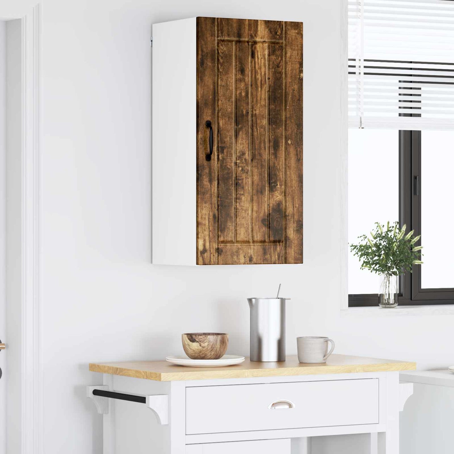 vidaXL Wall Cabinet LUCCA Smoked Oak 40 x 31 x 80 cm Engineered Wood 4