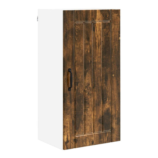 Kitchen Wall Cabinet "Lucca" Engineered Wood Smoked oak 1x wall cabinet (1 door) 40 cm wide 80 cm high–1x wall glass cabinet (1 door) 40 cm wide 40 cm high 1x wall cabinet (1 door) 40 cm wide 80 cm high