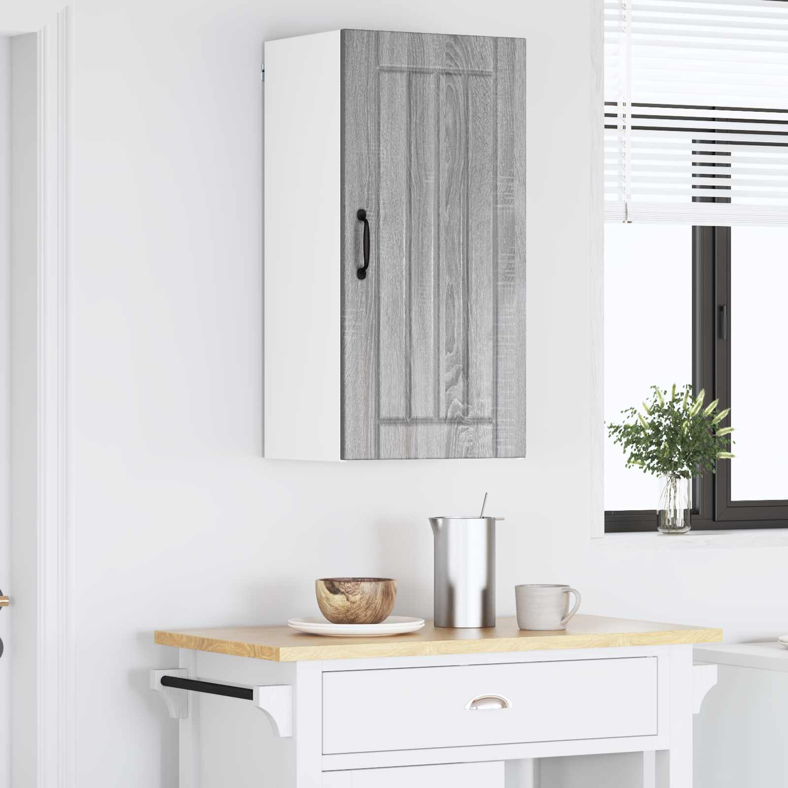 vidaXL Wall Cabinet LUCCA Grey Sonoma 40 x 31 x 80 cm Engineered Wood 4