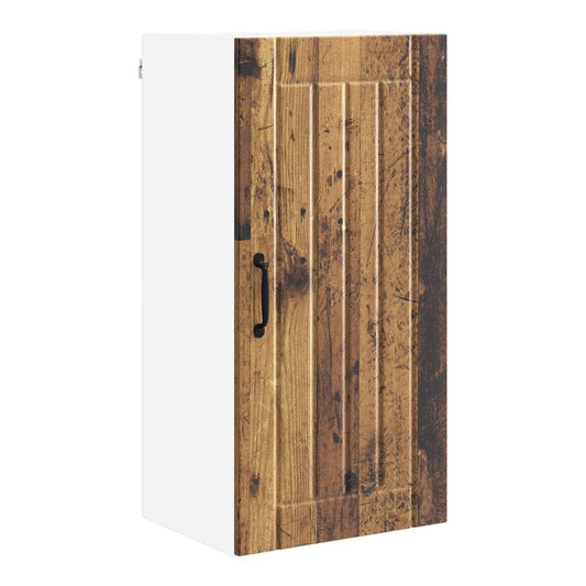 Kitchen Wall Cabinet "Lucca" Engineered Wood Old wood 1x wall cabinet (1 door) 40 cm wide 80 cm high–1x wall glass cabinet (1 door) 40 cm wide 40 cm high 1x wall cabinet (1 door) 40 cm wide 80 cm high