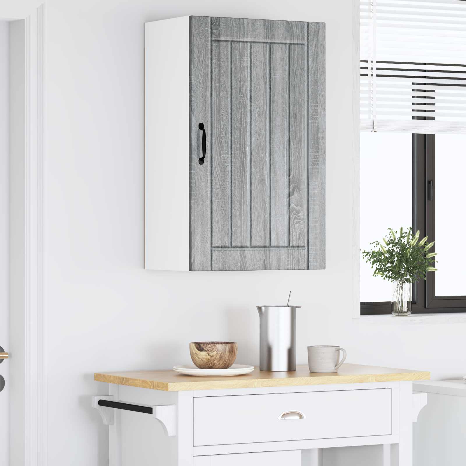 vidaXL Wall Cabinet LUCCA Grey Sonoma 50 x 31 x 80 cm Engineered Wood 4