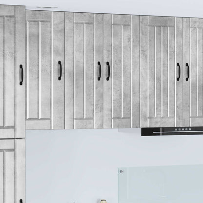 Kitchen Wall Cabinet "Lucca" Engineered Wood Concrete grey 1x wall cabinet (1 door) 40 cm wide 40 cm high–1x wall corner cabinet 57 cm wide 80 cm high 1x wall cabinet (2 doors) 60 cm wide 80 cm high