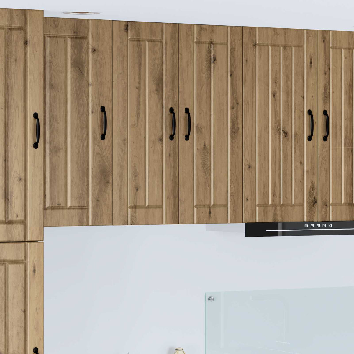 Kitchen Wall Cabinet "Lucca" Engineered Wood Artisan oak 1x wall cabinet (1 door) 40 cm wide 40 cm high–1x wall corner cabinet 57 cm wide 80 cm high 1x wall cabinet (2 doors) 60 cm wide 80 cm high