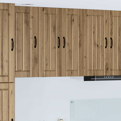 Kitchen Wall Cabinet "Lucca" Engineered Wood Artisan oak 1x wall cabinet (1 door) 40 cm wide 40 cm high–1x wall corner cabinet 57 cm wide 80 cm high 1x wall cabinet (2 doors) 60 cm wide 80 cm high
