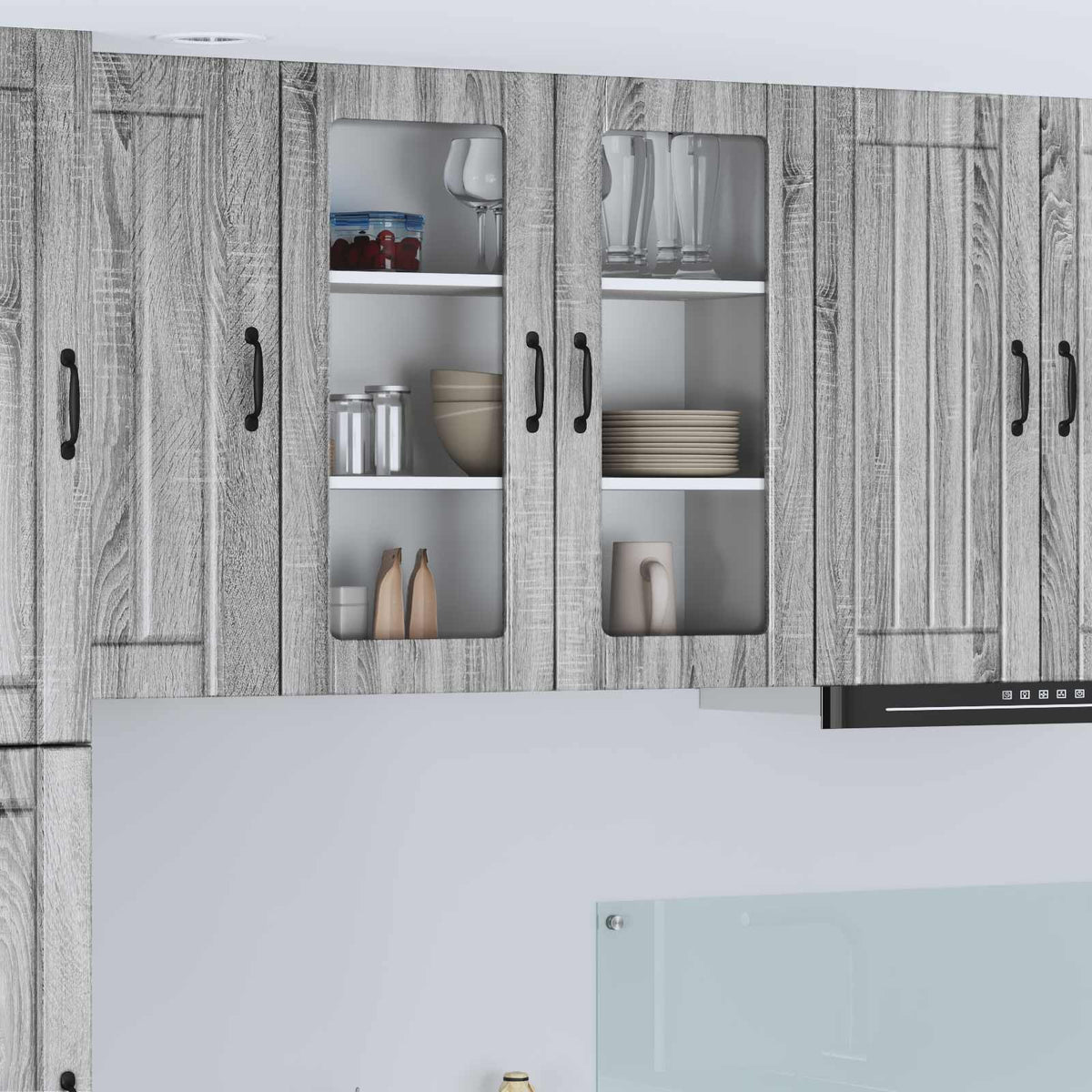vidaXL Kitchen Wall Cabinet with Glass Door "Lucca" Grey Sonoma