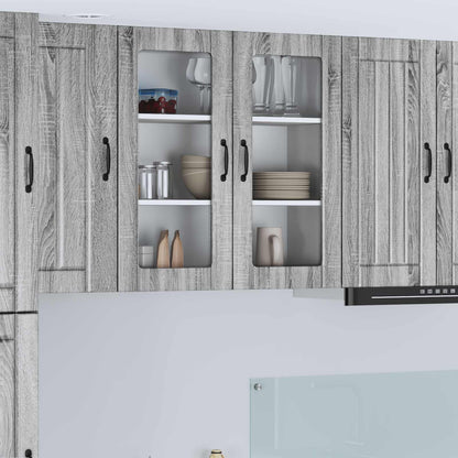 vidaXL Kitchen Wall Cabinet with Glass Door "Lucca" Grey Sonoma