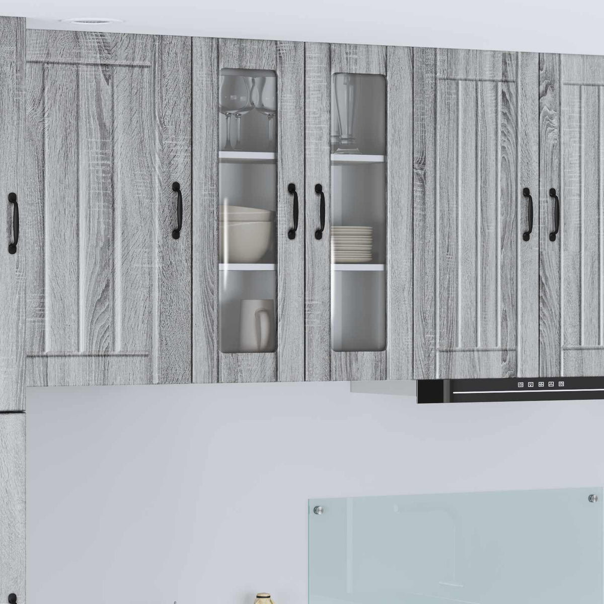 vidaXL Kitchen Wall Cabinet with Glass Door "Lucca" Grey Sonoma