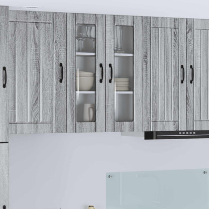 vidaXL Kitchen Wall Cabinet with Glass Door "Lucca" Grey Sonoma