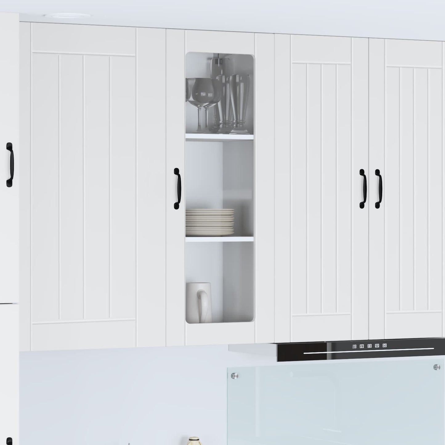 vidaXL Wall Glass Cabinet LUCCA White 40 x 31 x 100 cm Engineered Wood 1