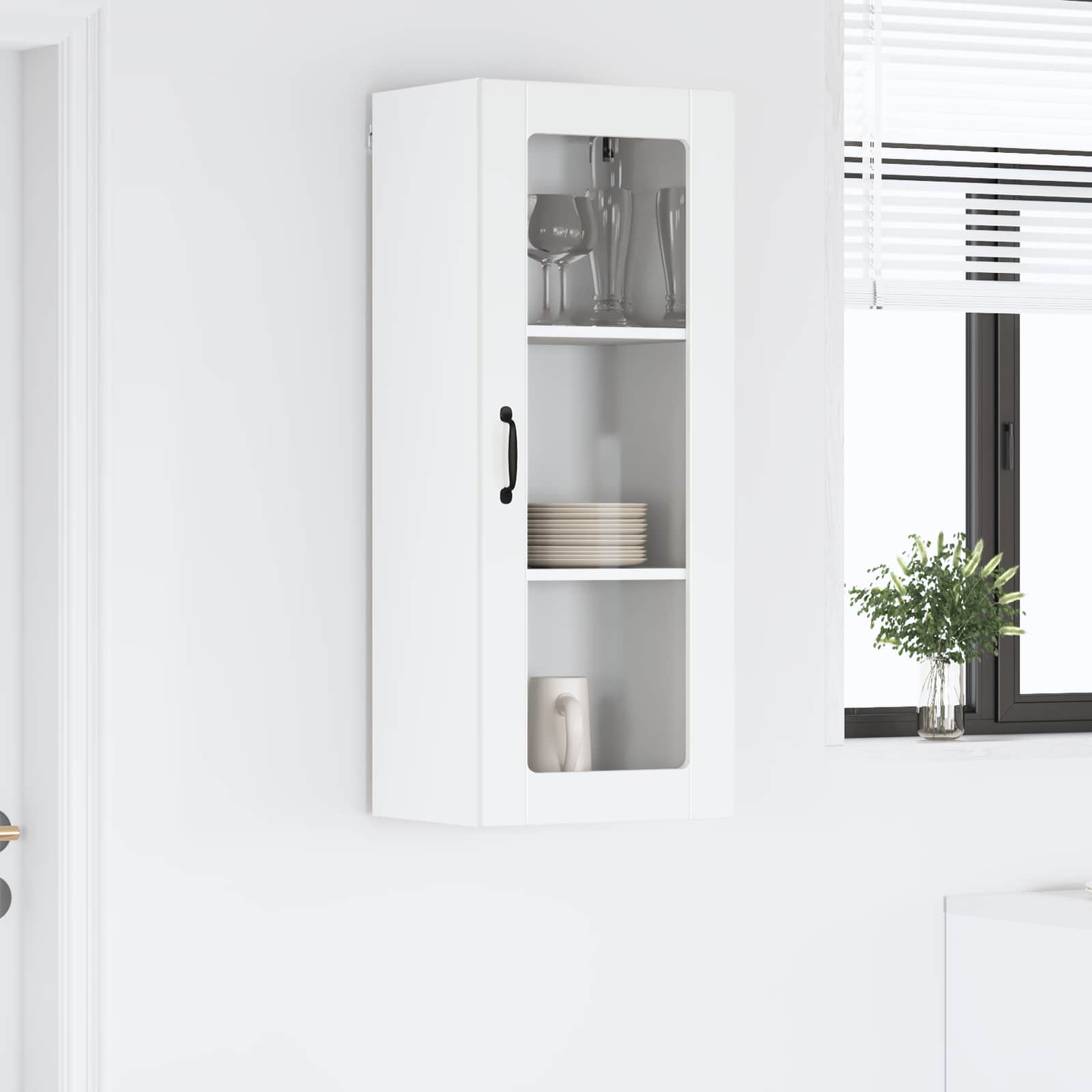 vidaXL Wall Glass Cabinet LUCCA White 40 x 31 x 100 cm Engineered Wood 4