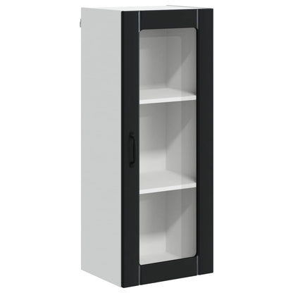 vidaXL Wall Glass Cabinet LUCCA Black 40 x 31 x 100 cm Engineered Wood 2