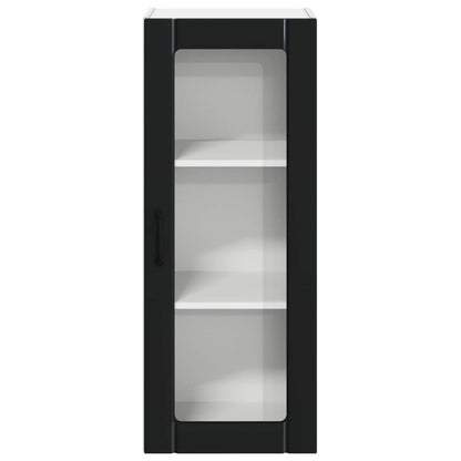 vidaXL Wall Glass Cabinet LUCCA Black 40 x 31 x 100 cm Engineered Wood 6