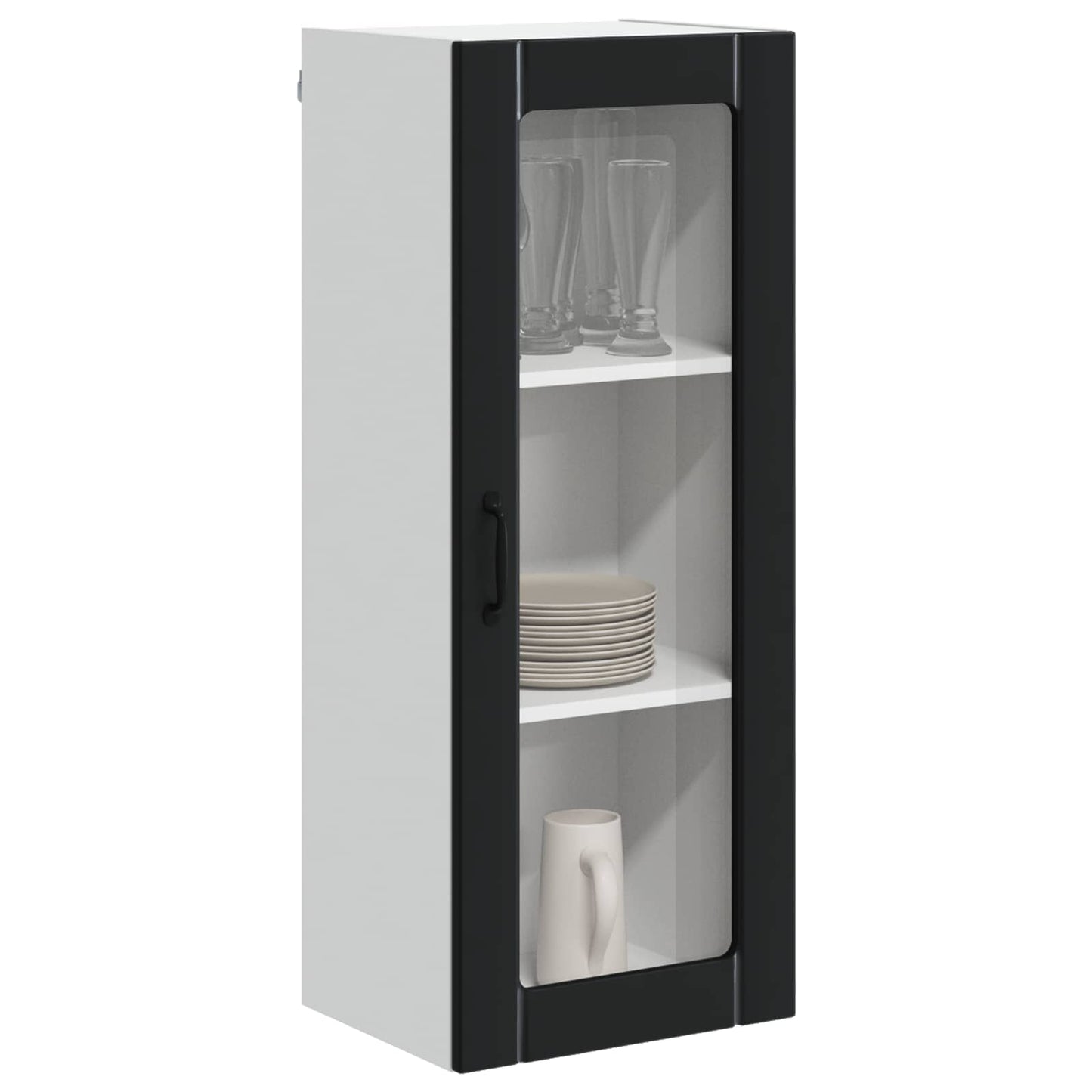 vidaXL Wall Glass Cabinet LUCCA Black 40 x 31 x 100 cm Engineered Wood 3