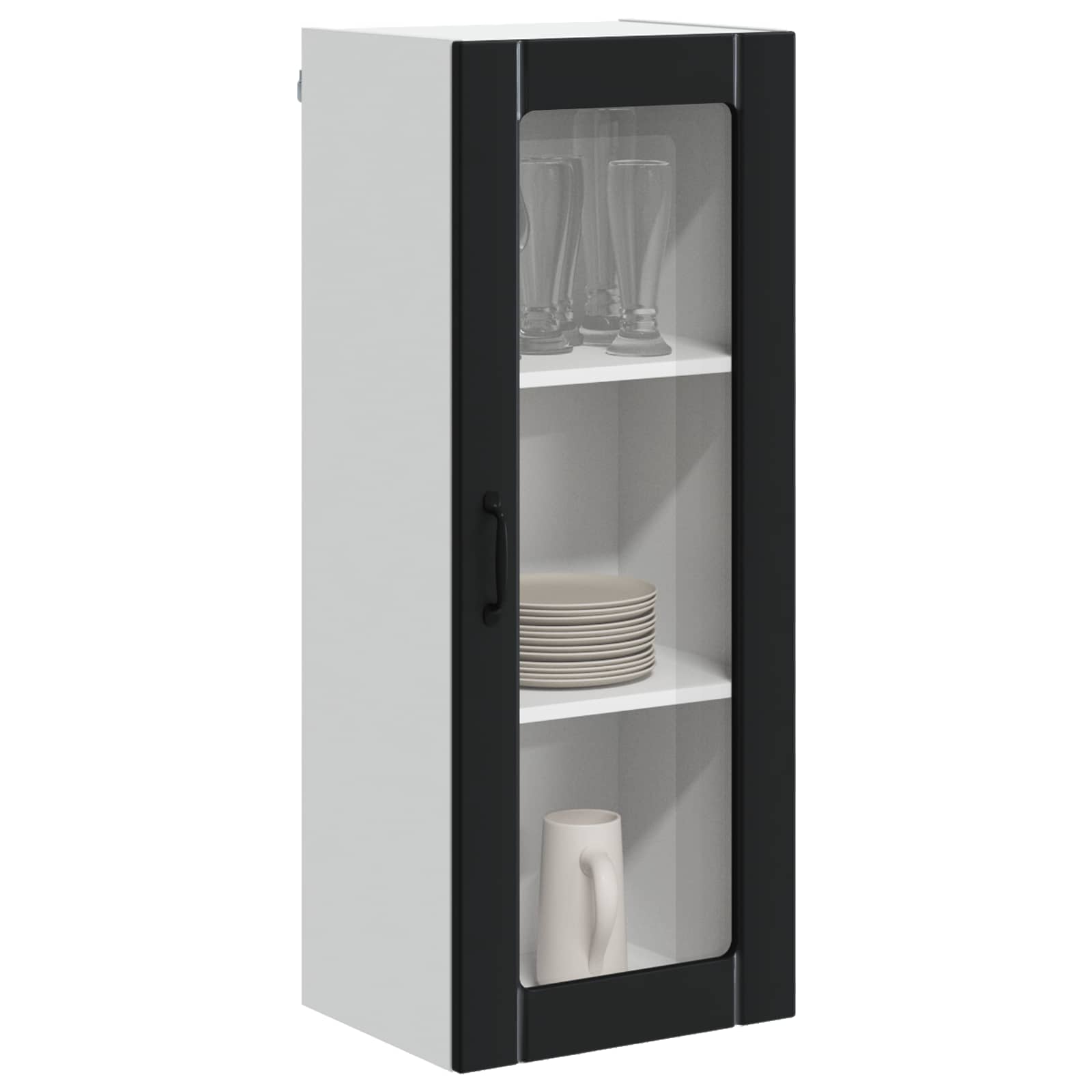 vidaXL Wall Glass Cabinet LUCCA Black 40 x 31 x 100 cm Engineered Wood 3