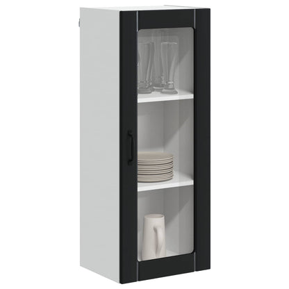 vidaXL Wall Glass Cabinet LUCCA Black 40 x 31 x 100 cm Engineered Wood 3