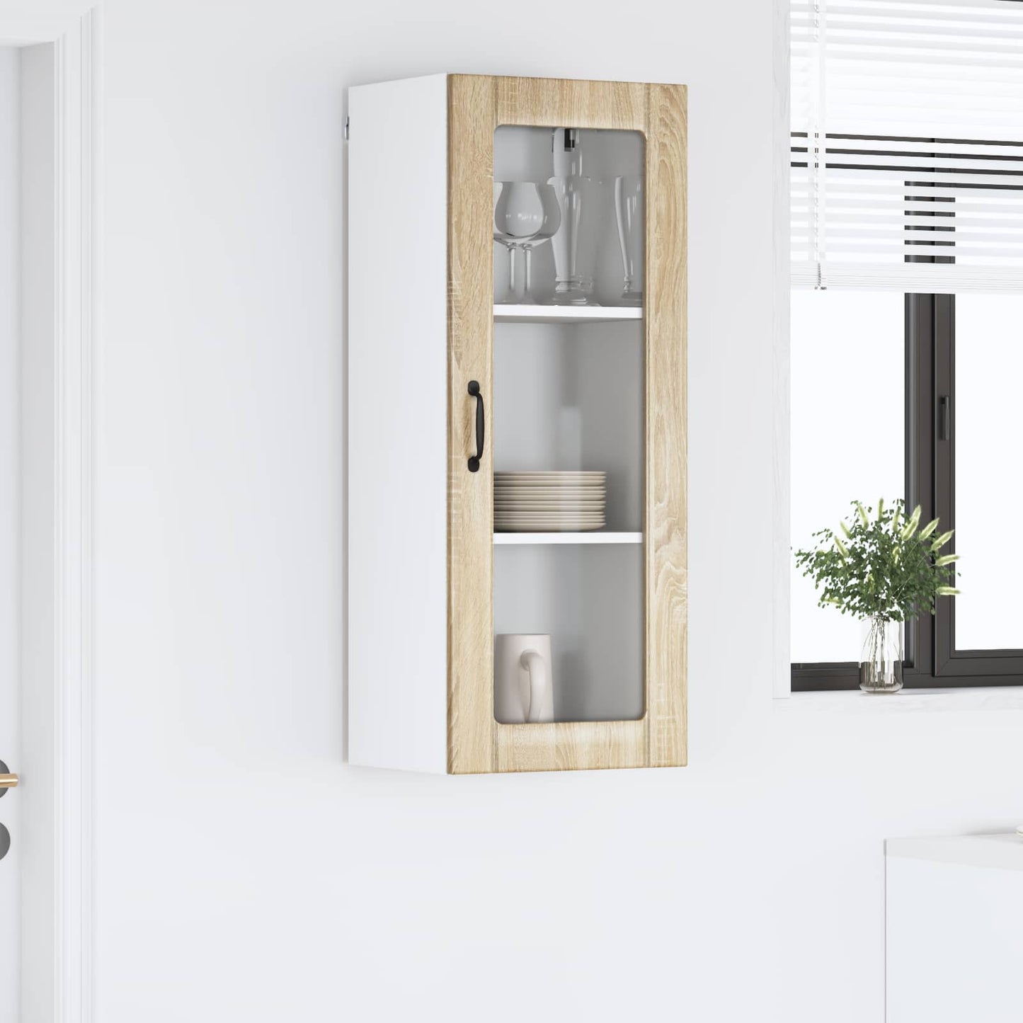 vidaXL Wall Glass Cabinet LUCCA Sonoma Oak 40 x 31 x 100 cm 4