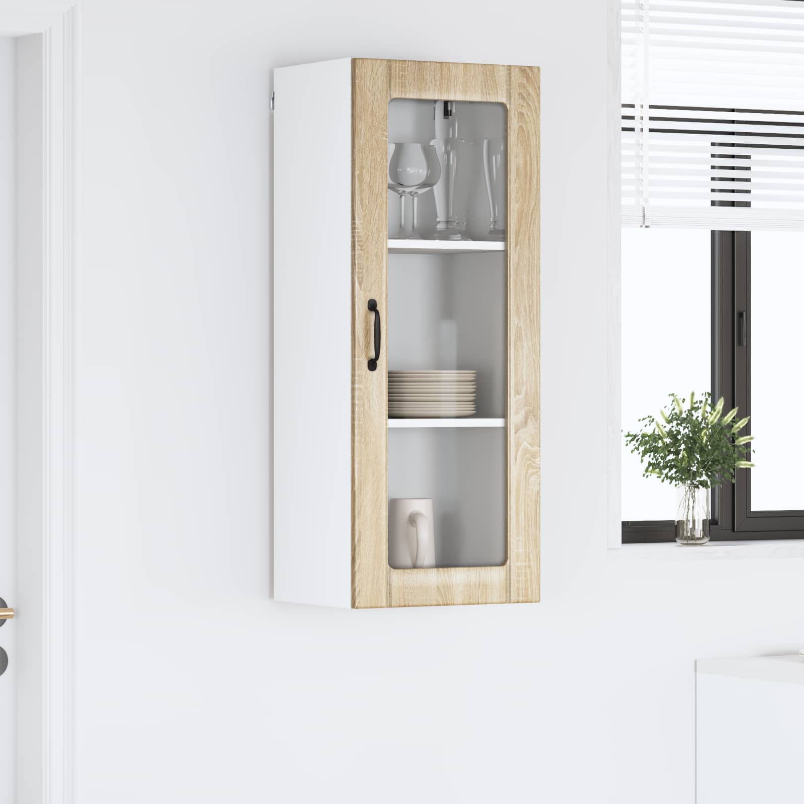 vidaXL Wall Glass Cabinet LUCCA Sonoma Oak 40 x 31 x 100 cm 4