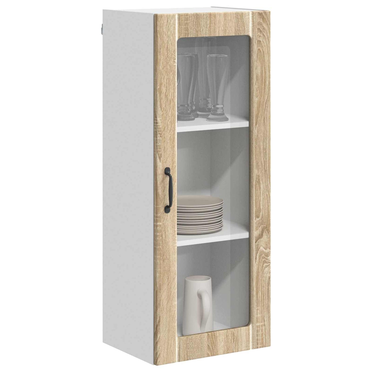 vidaXL Wall Glass Cabinet LUCCA Sonoma Oak 40 x 31 x 100 cm 3