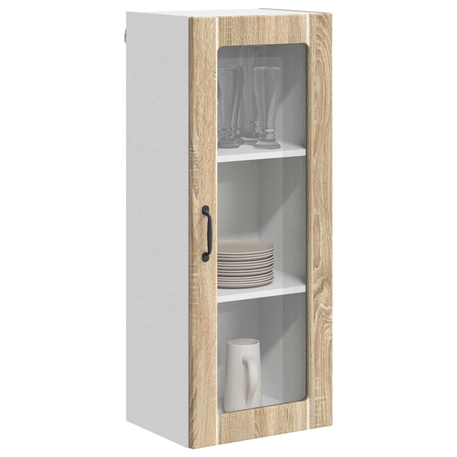 vidaXL Wall Glass Cabinet LUCCA Sonoma Oak 40 x 31 x 100 cm 3
