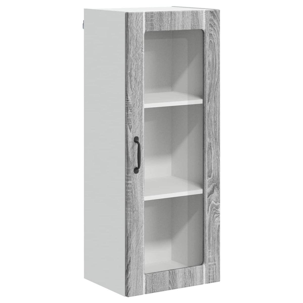 Kitchen Wall Cabinet with Glass Door "Lucca" Grey sonoma 1x wall corner cabinet 57 cm wide 100 cm high–2x wall glass cabinet (1 door) 40 cm wide 40 cm high 1x wall glass cabinet (1 door) 40 cm wide 100 cm high
