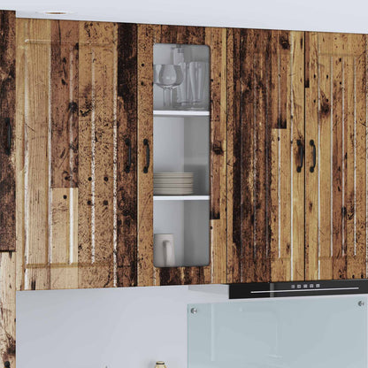 Kitchen Wall Cabinet with Glass Door "Lucca" Old wood 1x wall glass cabinet (1 door) 40 cm wide 60 cm high–2x wall glass cabinet (2 doors) 60 cm wide 40 cm high 1x wall glass cabinet (1 door) 40 cm wide 100 cm high