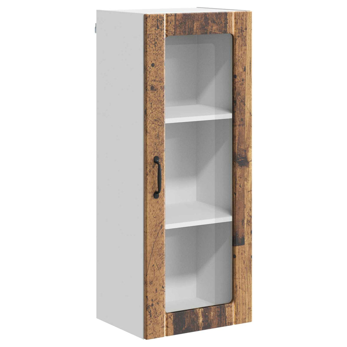 Kitchen Wall Cabinet with Glass Door "Lucca" Old wood 1x wall glass cabinet (1 door) 40 cm wide 60 cm high–2x wall glass cabinet (2 doors) 60 cm wide 40 cm high 1x wall glass cabinet (1 door) 40 cm wide 100 cm high